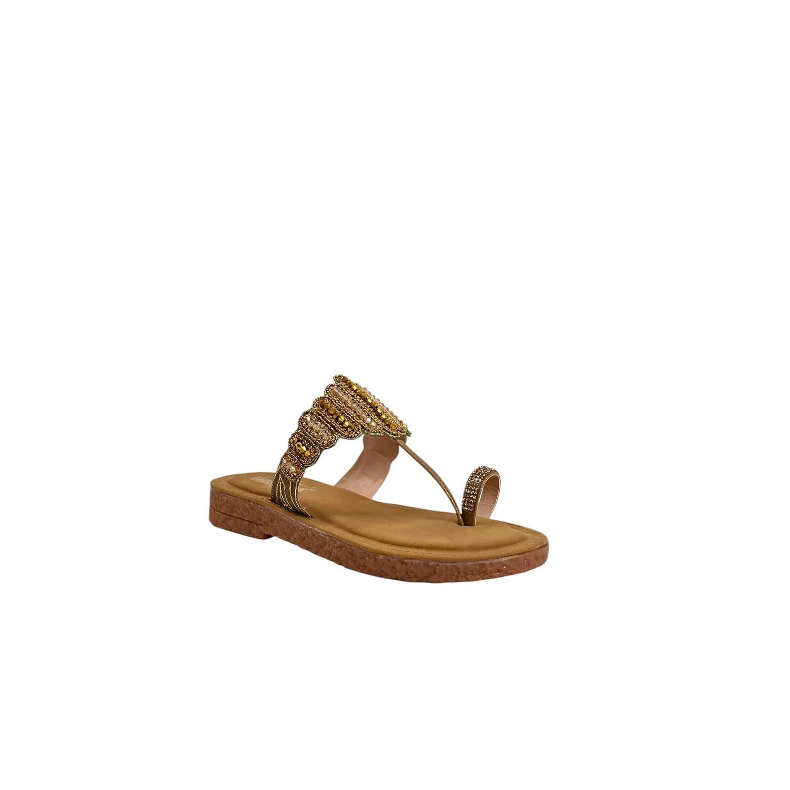 Copper Beaded Toe Ring Flat Sandals Women β Vegan Leather Ethnic Wear - UrbanToes
