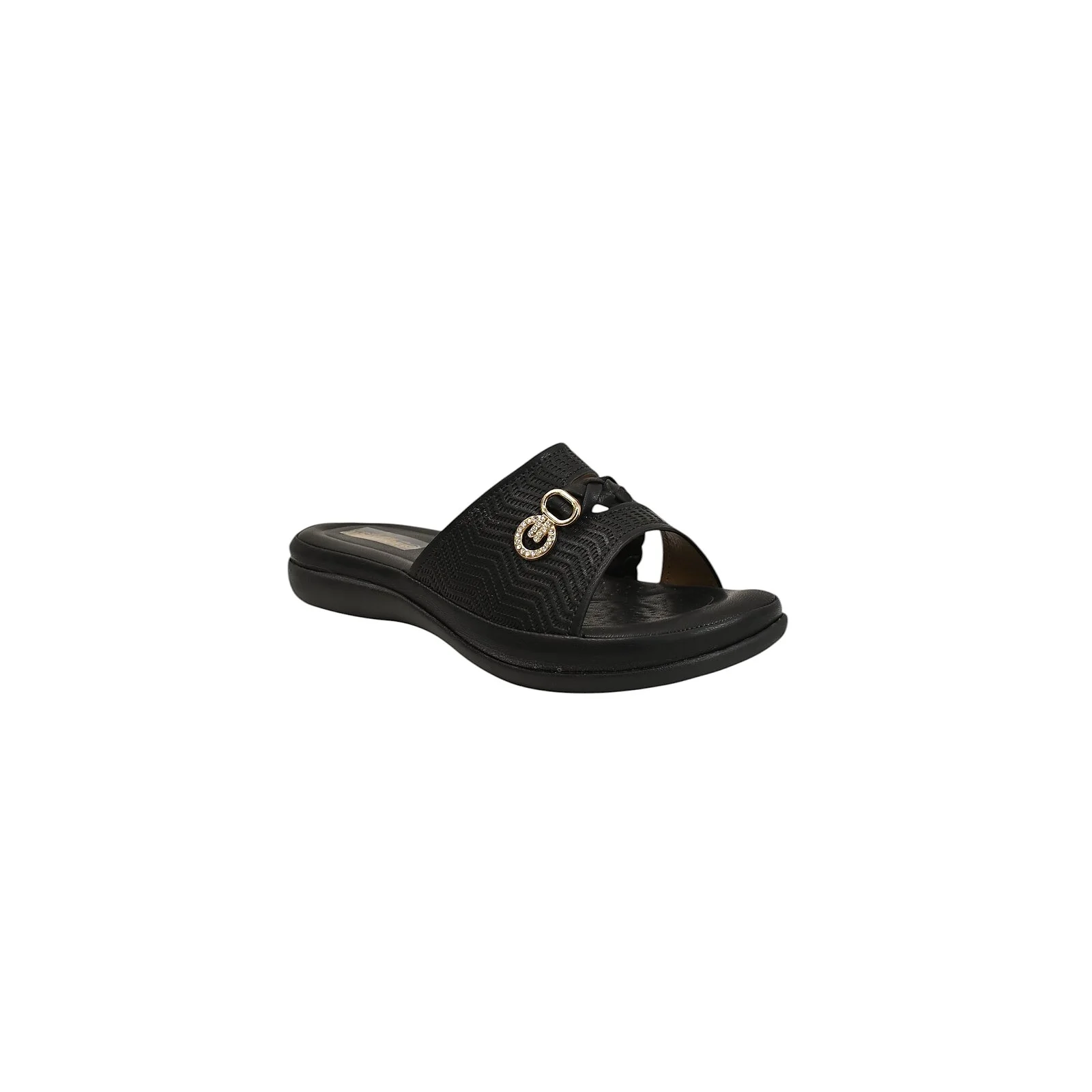 Black Comfort Flat Slide for Women – Cushioned Daily Wear Flats - UrbanToes
