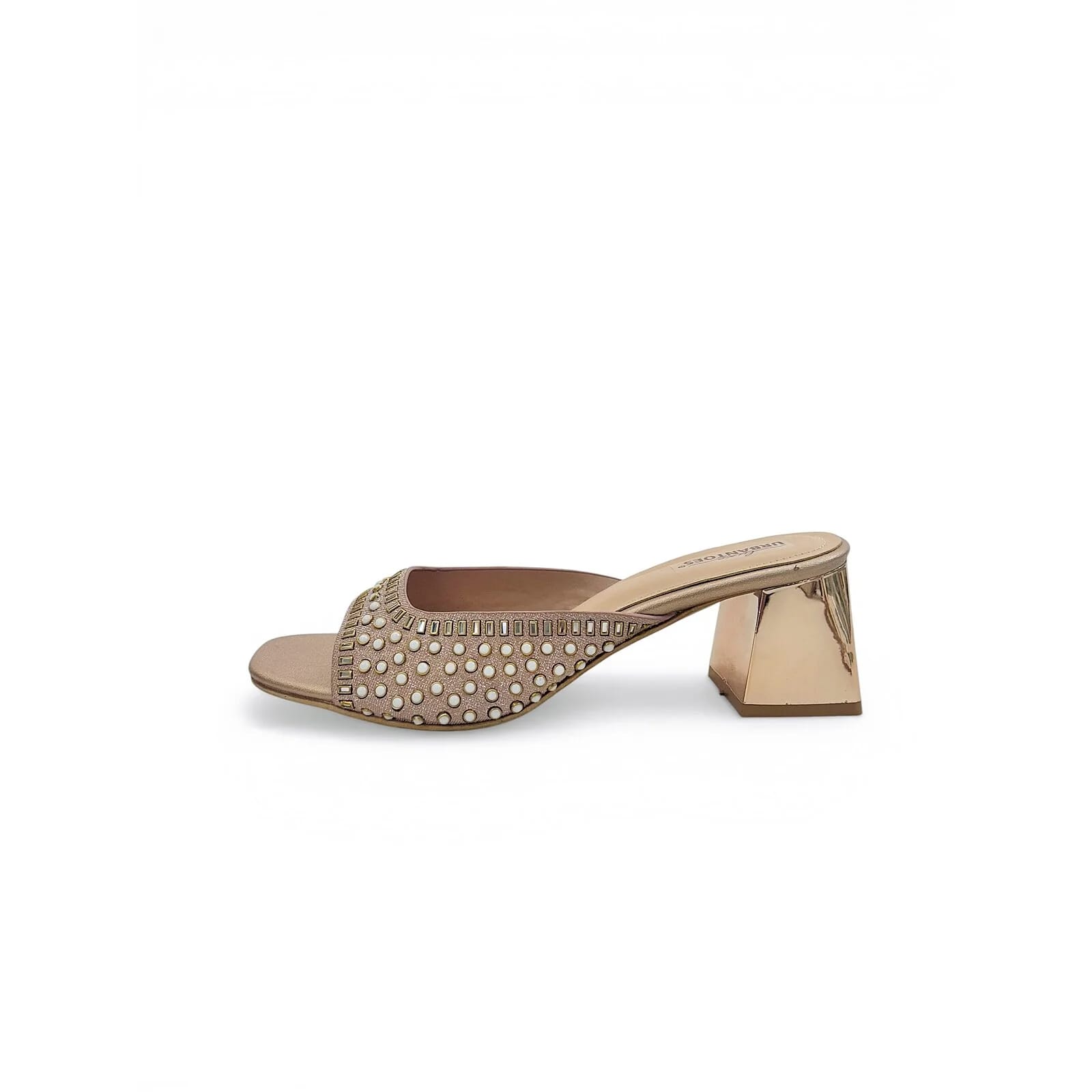 Rosegold Embellished Block Heel Sandals for Women – Urbantoes - UrbanToes