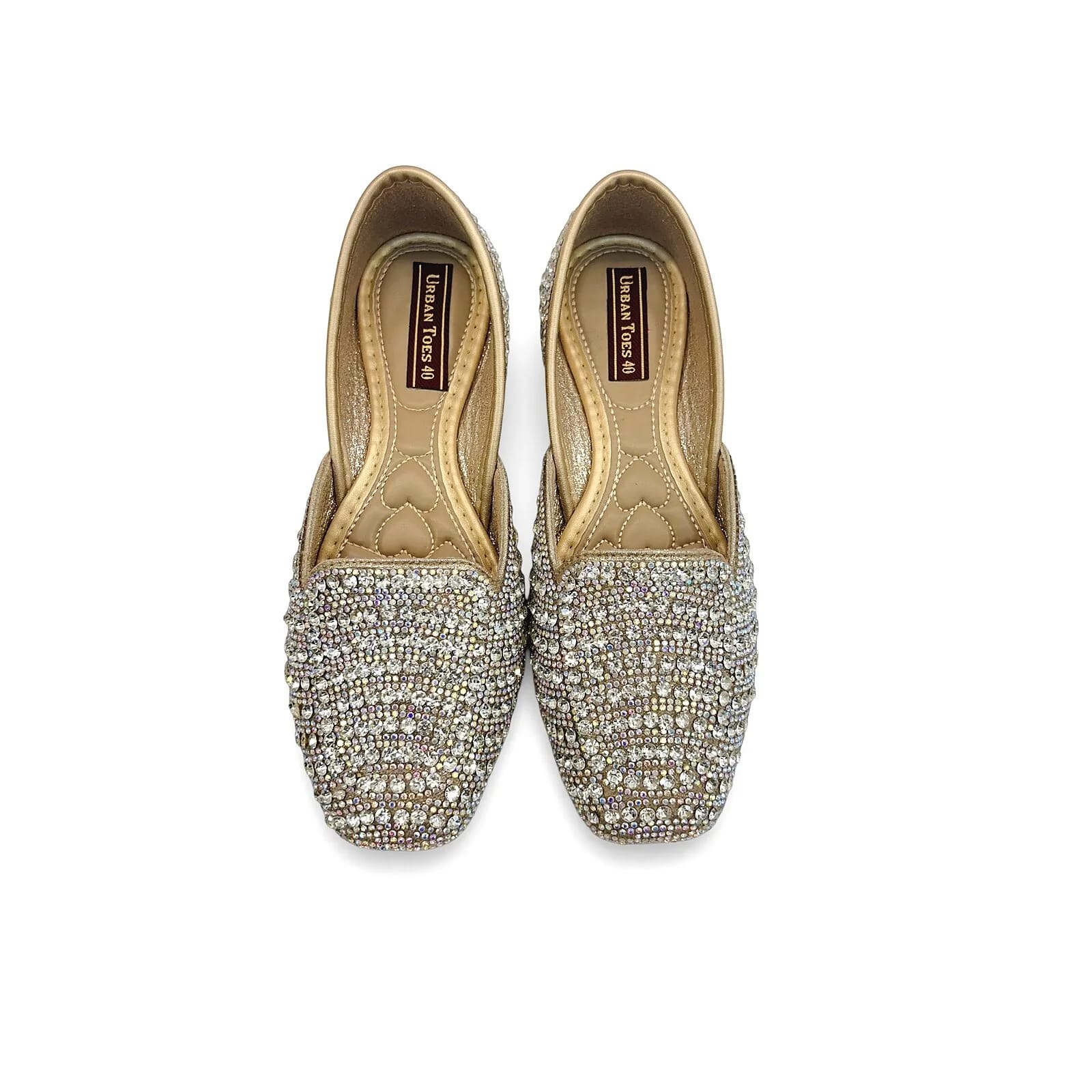 Gold Crystal Embellished Jutti Flats for Women – Wedding & Festive Wear - UrbanToes