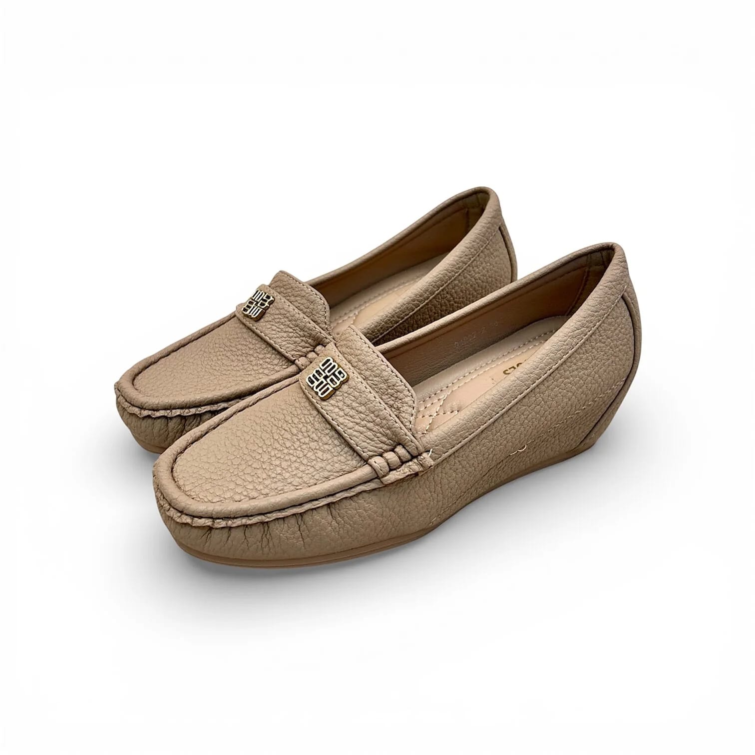 Beige Wedge Loafers for Women – Comfort Slip-On Everyday Shoes - UrbanToes