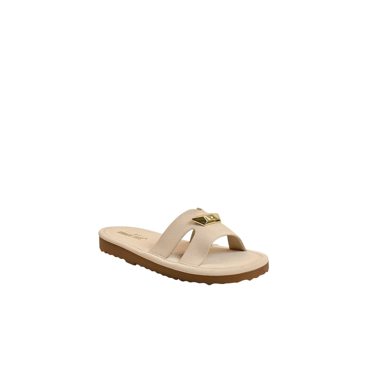 Cream Buckle Flat Slide Sandals Women โ Vegan Leather Daily Wear - UrbanToes
