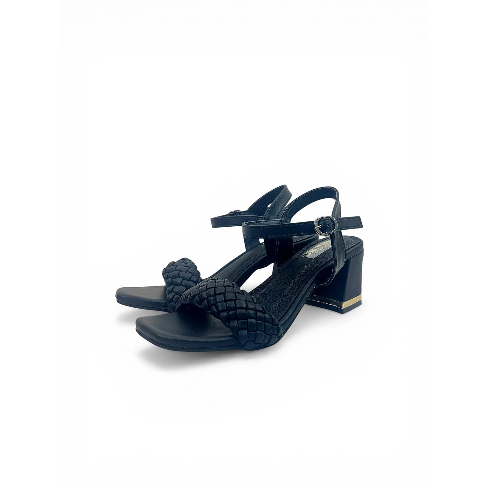 Black Woven Block Heel Sandals for Women โ Urbantoes India - UrbanToes