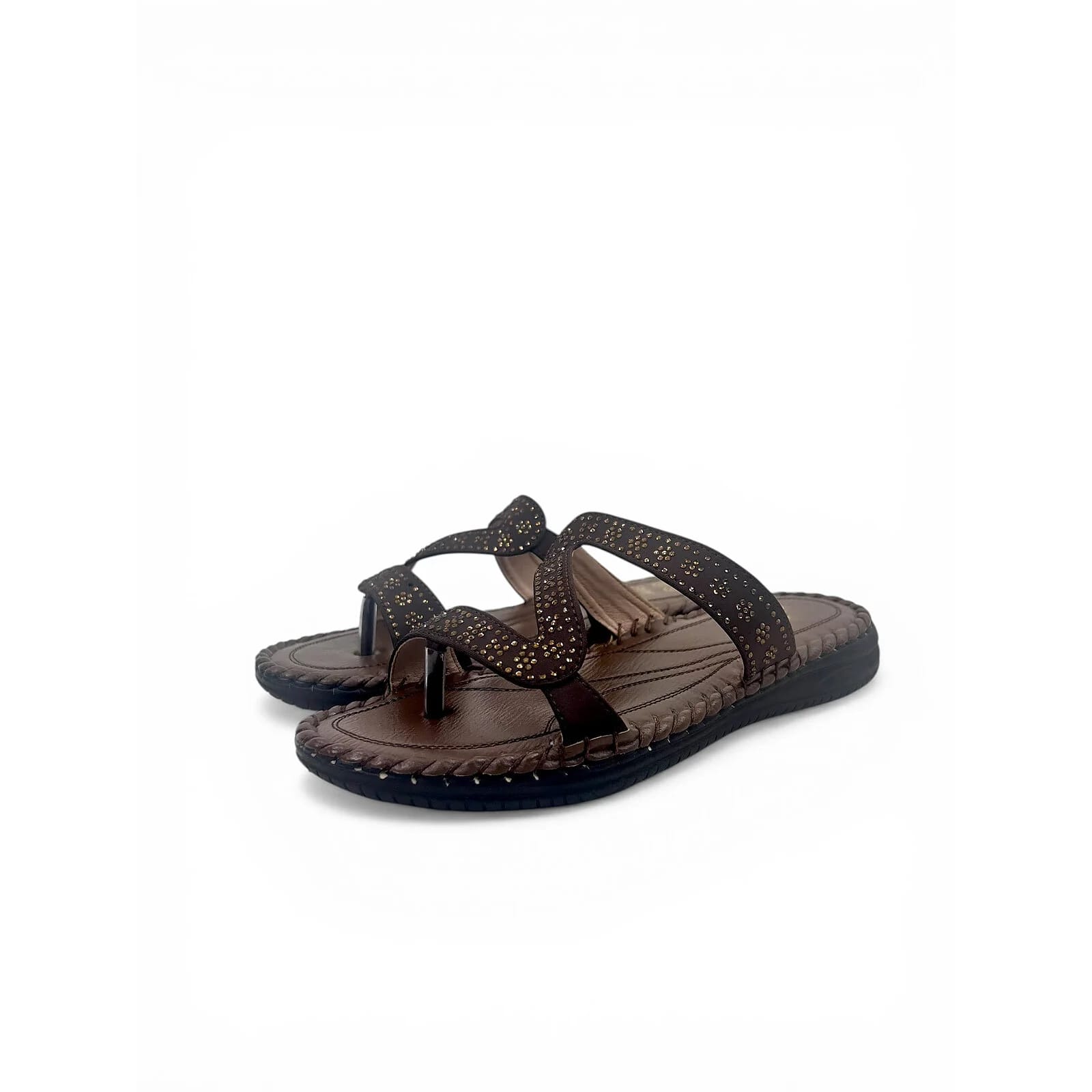 Coffee Embellished Toe-Post Comfort Sandals for Women – Urbantoes - UrbanToes