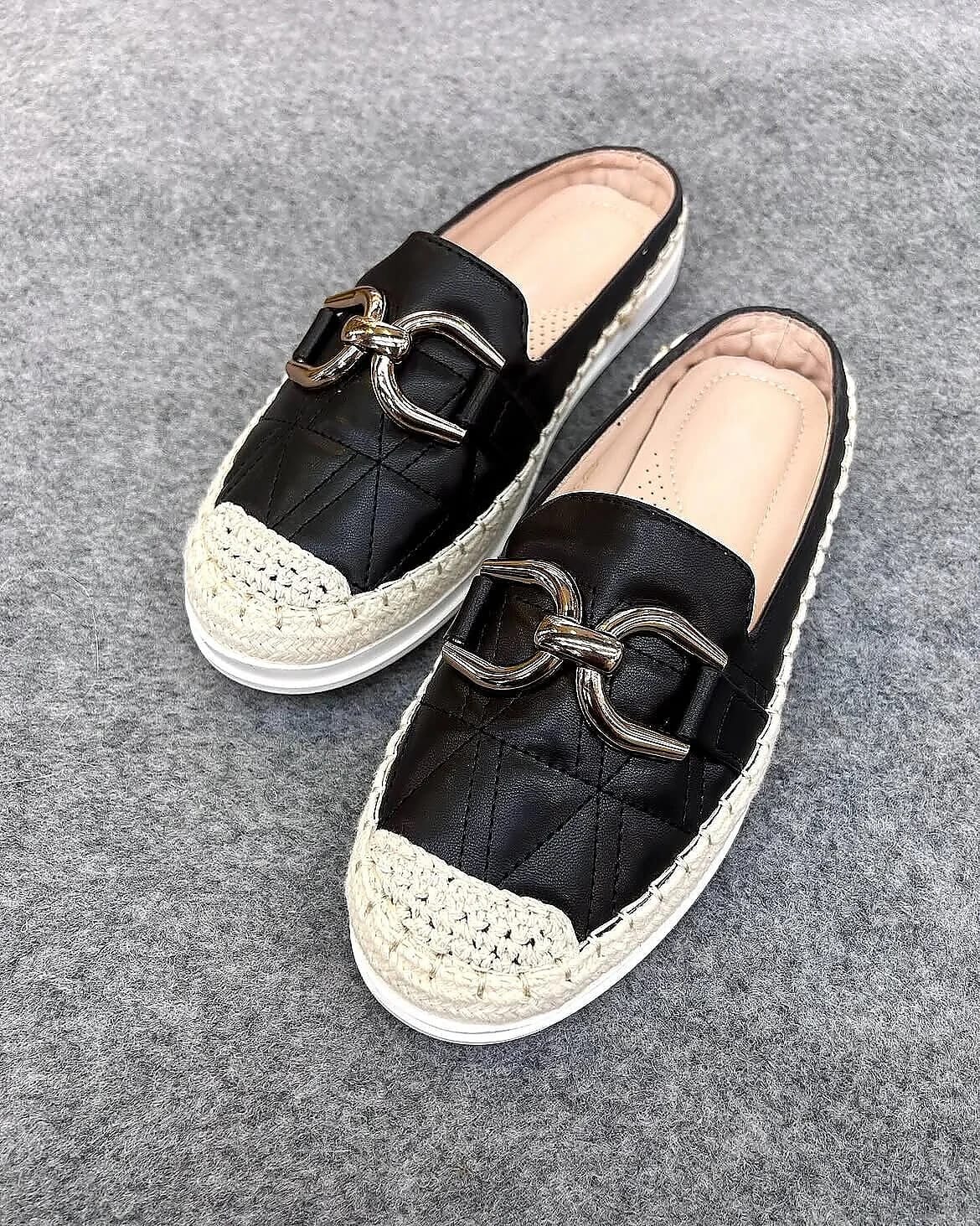 Black Espadrille Mule Shoes for Women Casual Wear | UrbanToes - UrbanToes