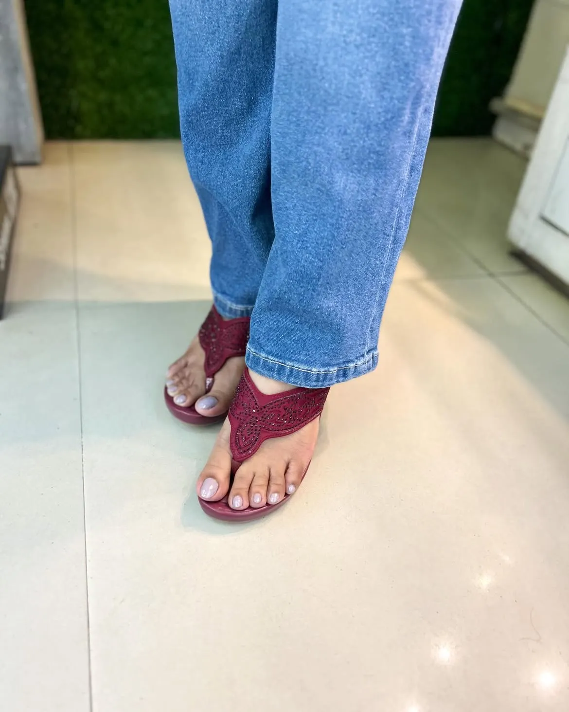Edge Maroon Platform Slippers - UrbanToes