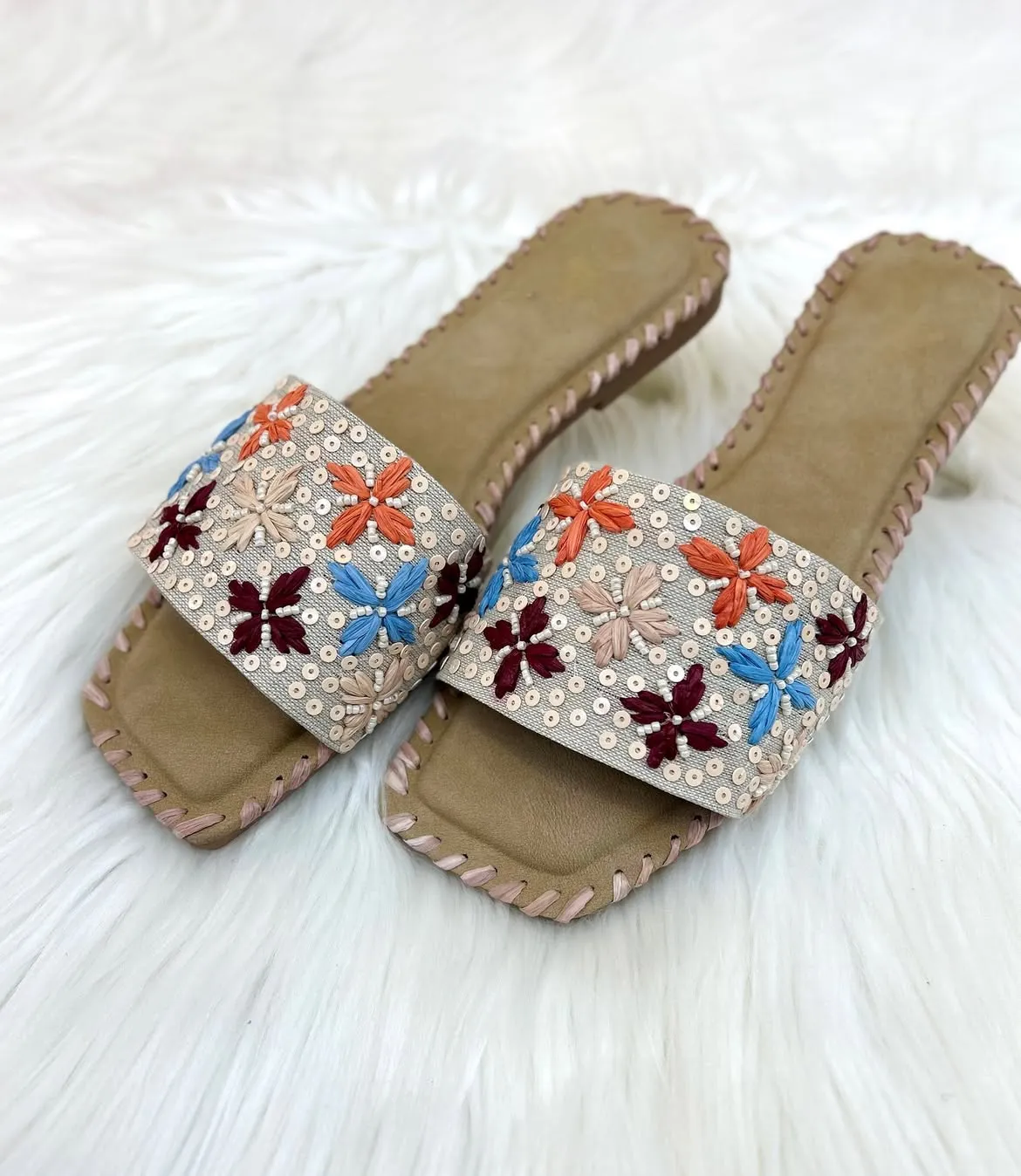 Marigold Embroidery Flats Slippers - UrbanToes