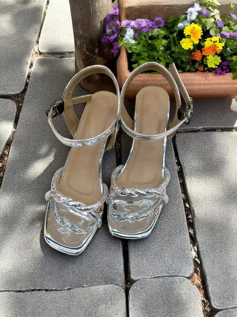 Silver Bella Block Heels - UrbanToes