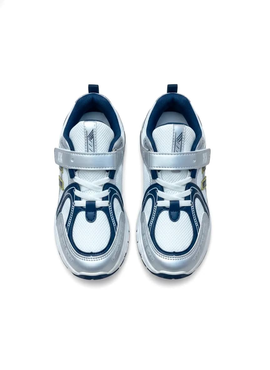 Boys Running Sports Sneakers with Hook & Loop Strap – Grey Black