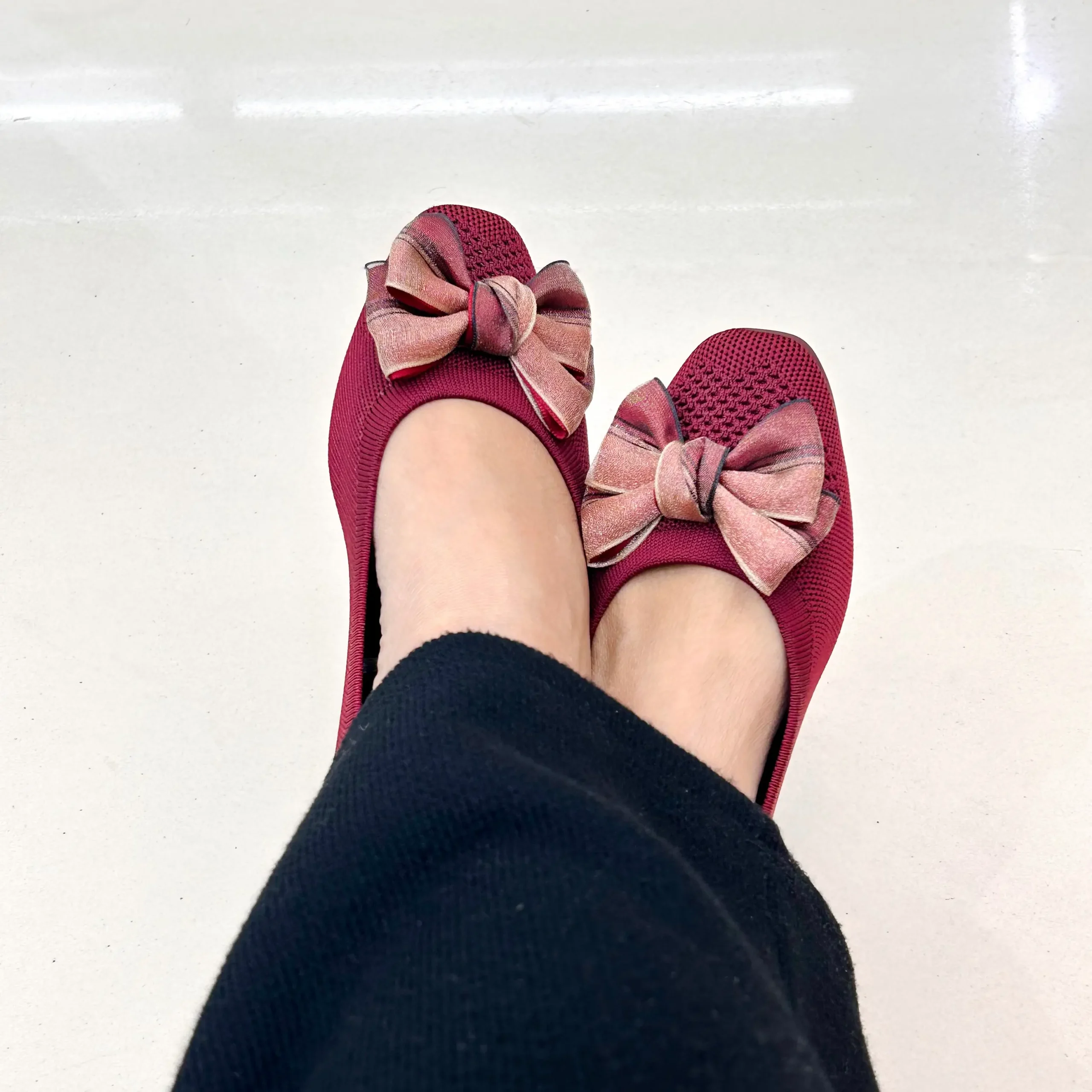 Elegant Maroon Ballerina Flats with Stylish Bow — Comfort Daily Wear for Women - UrbanToes