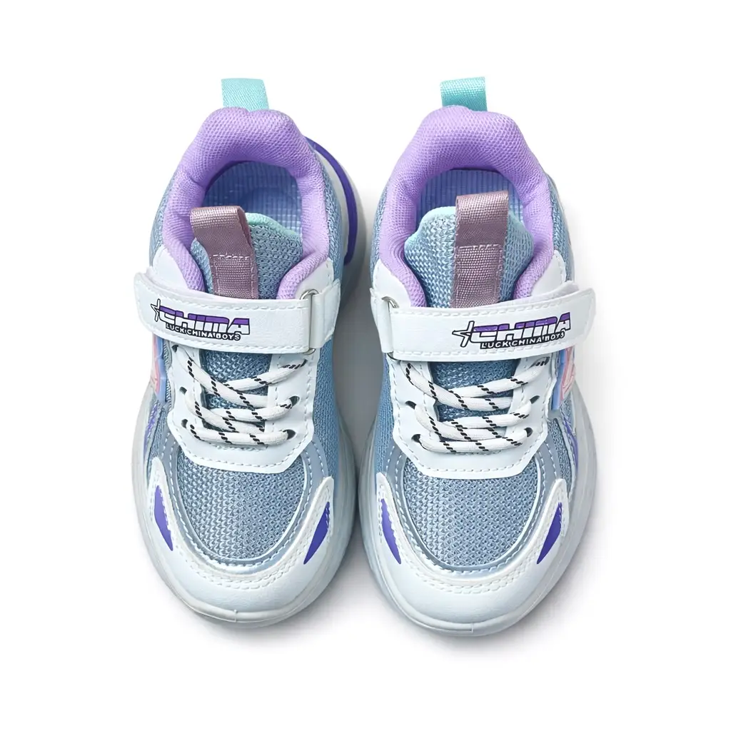Girls Pastel Sports Shoes with Velcro & Lace – Daily Wear Chunky Sneakers