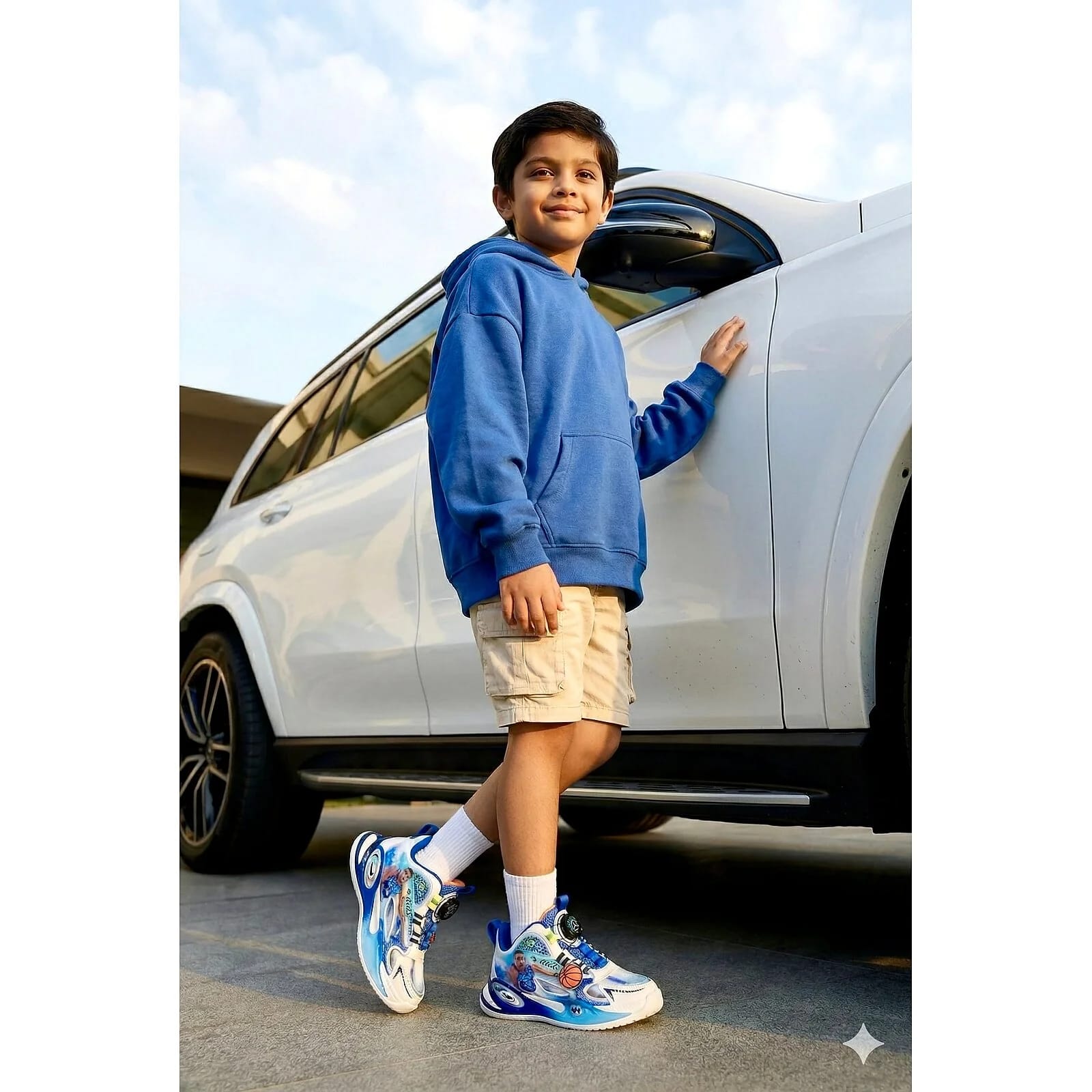 Urbantoes Kids Blue Basketball Style Sports Shoes with Graphic Design – Lightweight Running & Play Sneakers - UrbanToes