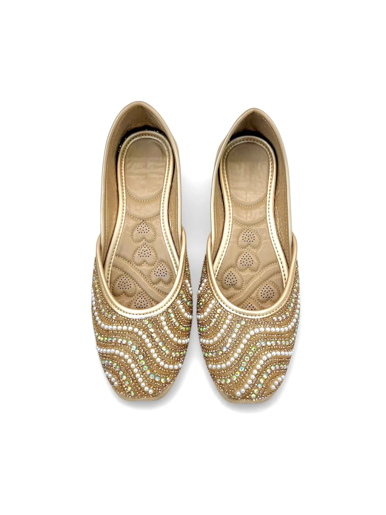 Women’s Gold Embellished Punjabi Jutti with Crystal Bead Work