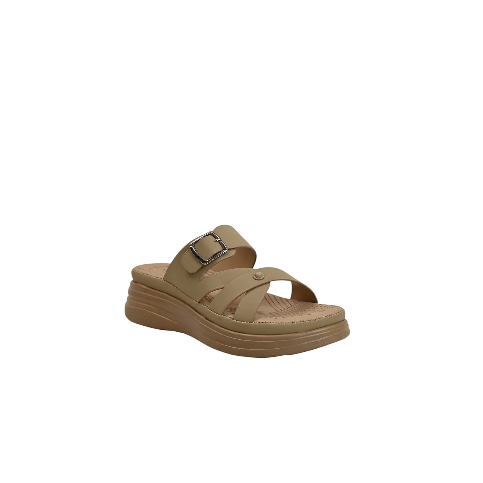 Khakhi Multi Strap Platform Sandals for Women β Vegan Leather Comfort Wear - UrbanToes