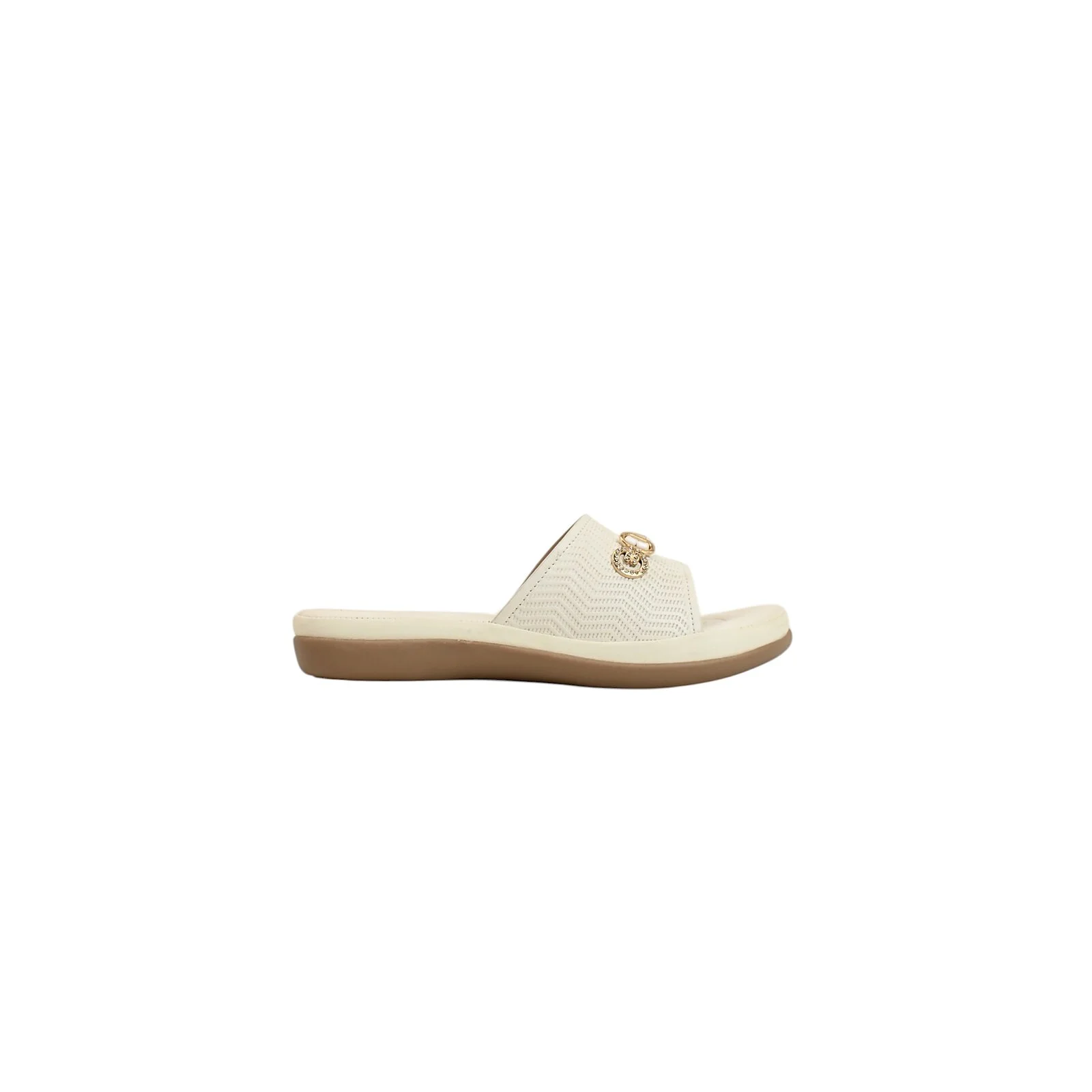 White Comfort Flat Slide for Women – Cushioned Daily Wear Flats