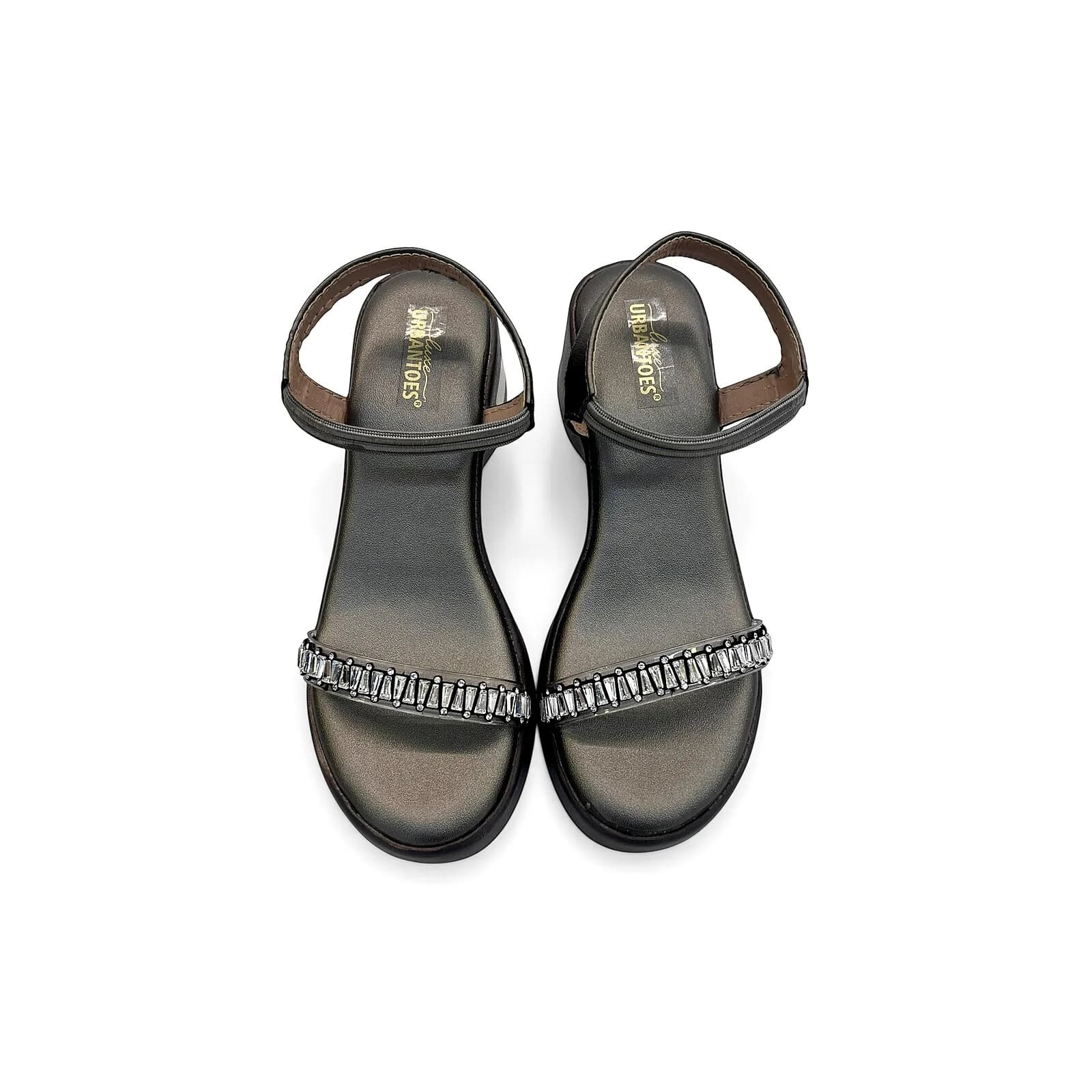 Grey Embellished Wedge Sandals for Women – Festive Platform Heels