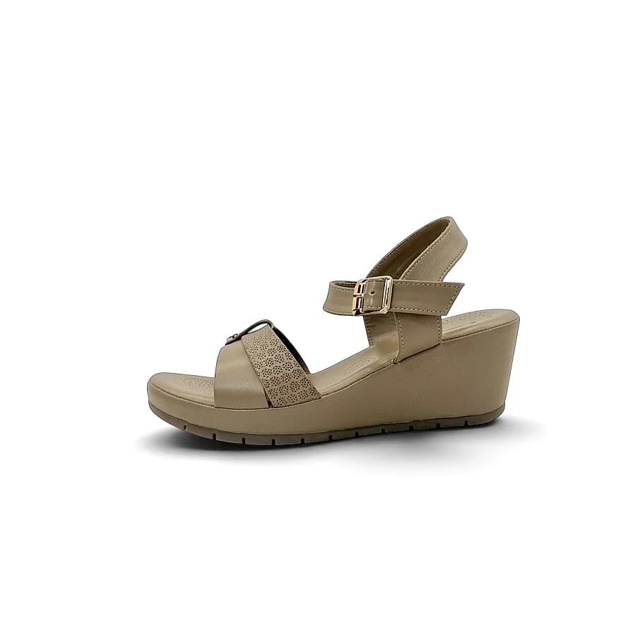 Tan Comfort Wedge Sandals for Women – Ankle Strap Everyday Wear