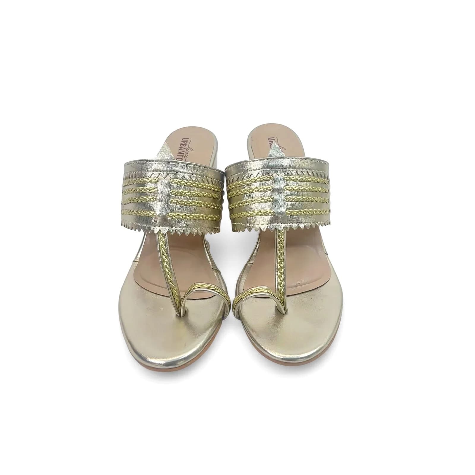 Gold Kolhapuri Block Heel Slipper for Women – Urbantoes