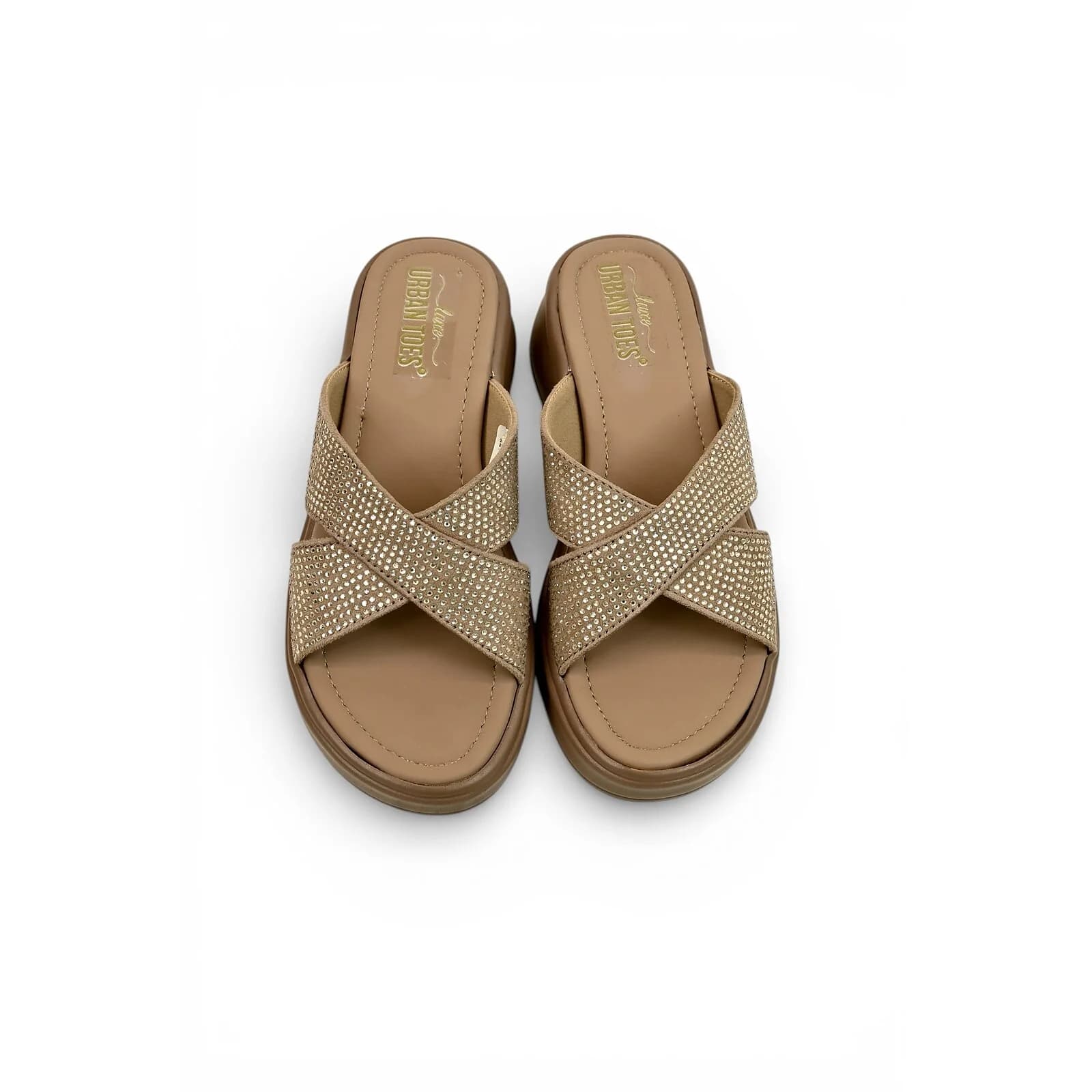 Brown Embellished Platform Slide for Women – Comfort Daily Wear