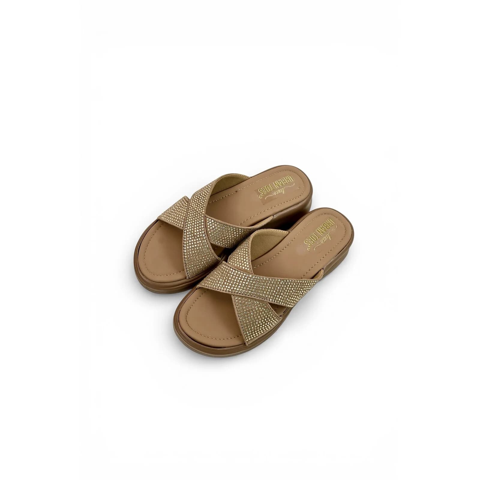 Brown Embellished Platform Slide for Women – Comfort Daily Wear
