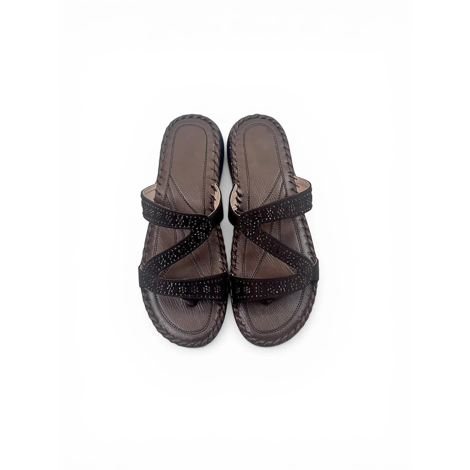 Coffee Embellished Toe-Post Comfort Sandals for Women – Urbantoes