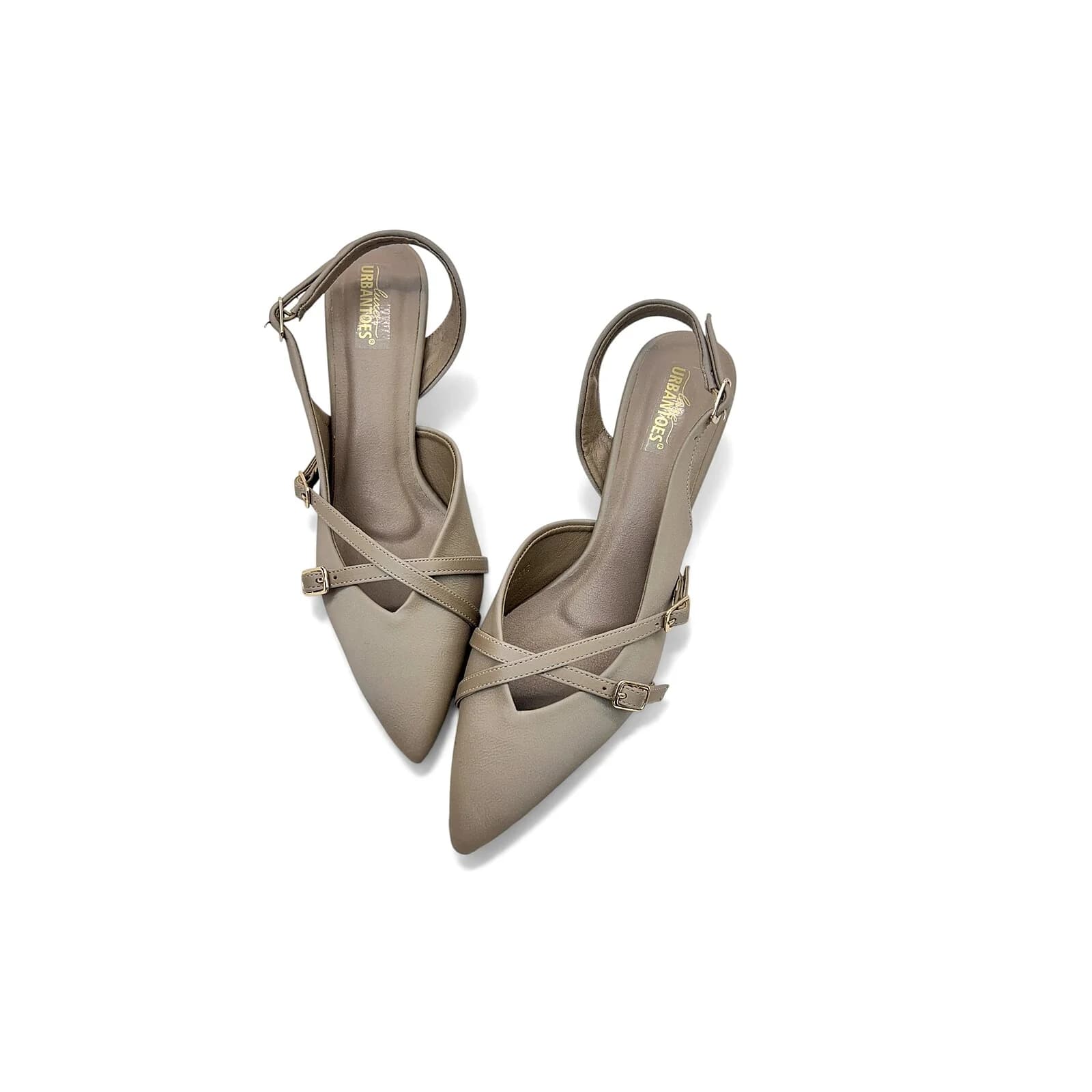 Beige Pointed Toe Slingback Kitten Heels for Women โ Urbantoes India