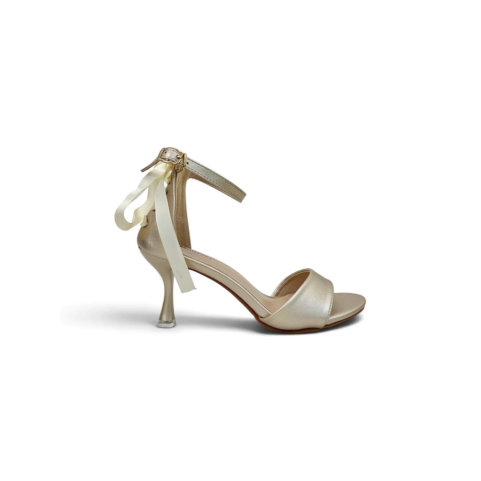 Soft Gold Ribbon Detail Ankle Strap Heels for Women – Urbantoes