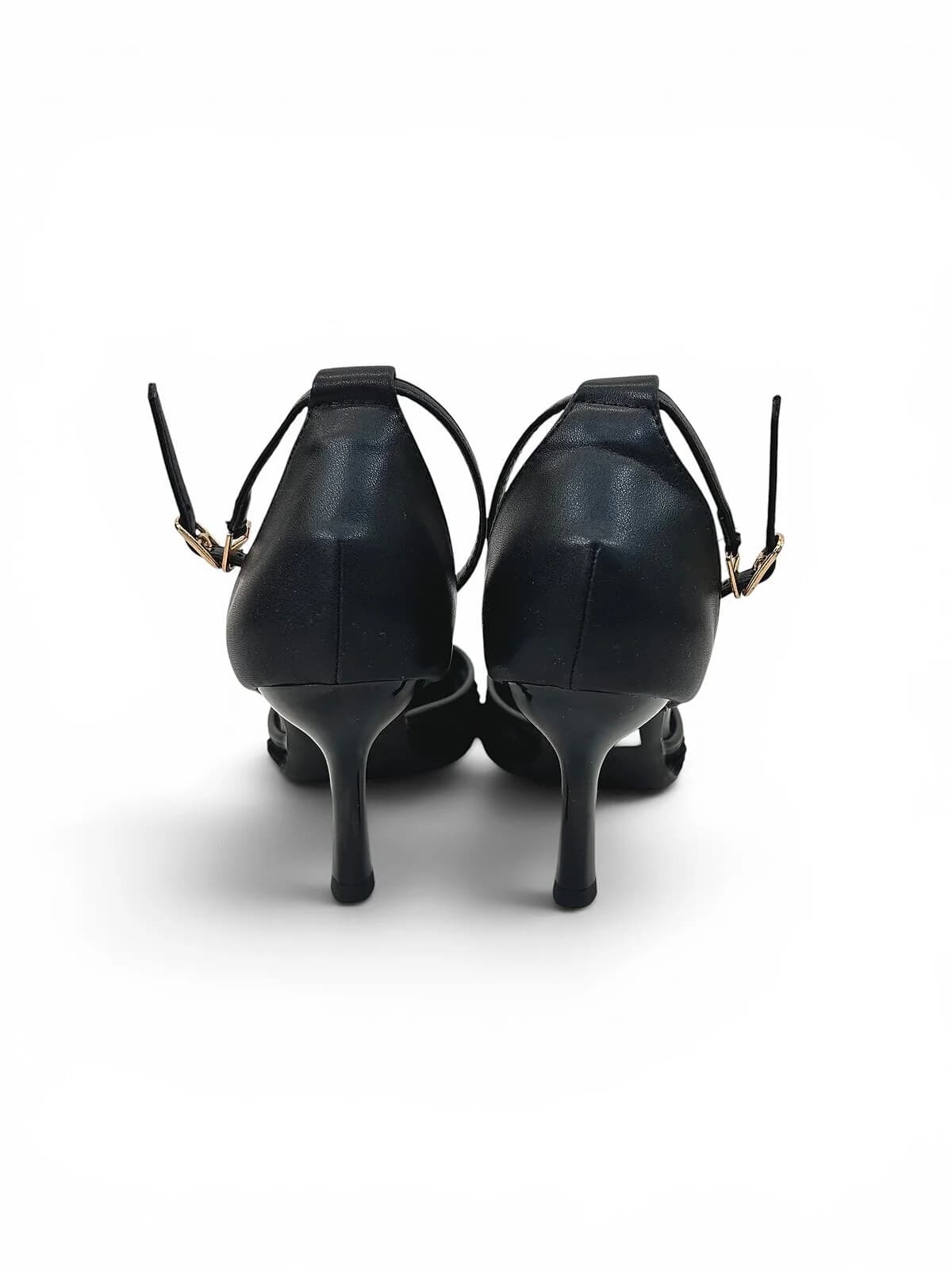 Black Floral Mesh Heels for Women-Urbantoes