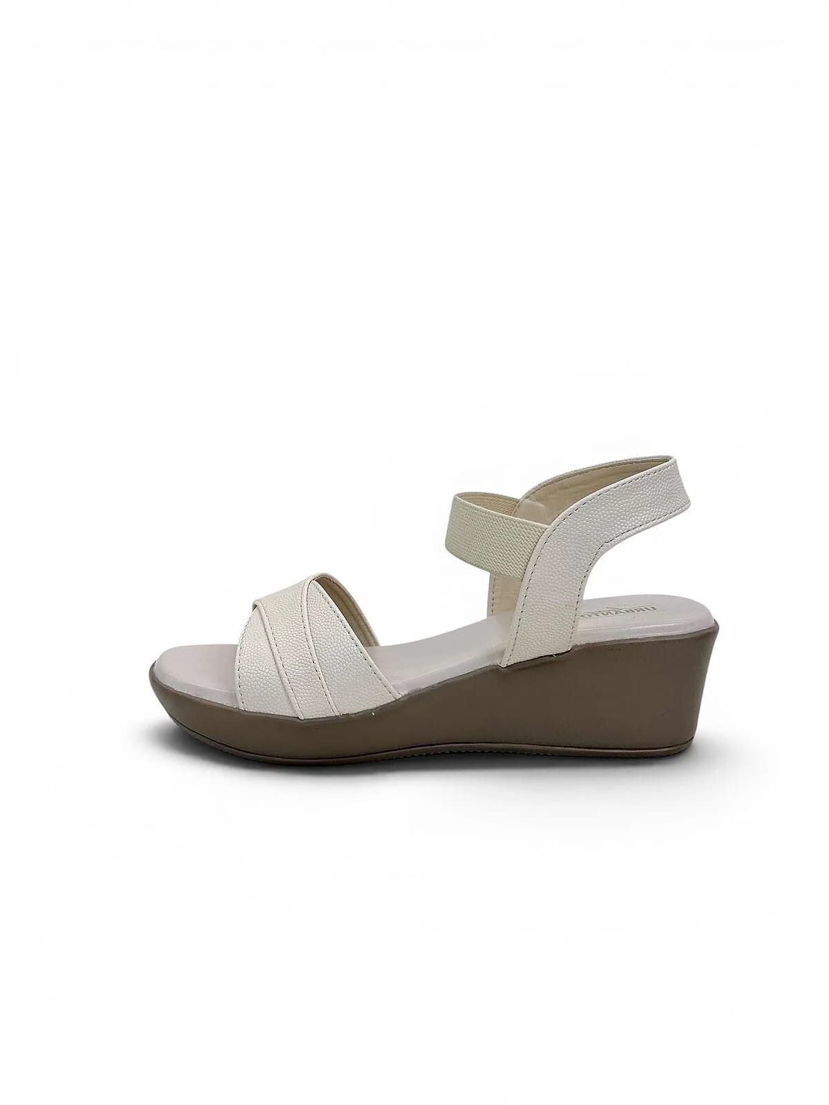 Cream Comfort Wedge Sandals for Women with Elastic Ankle Strap | UrbanToes - UrbanToes