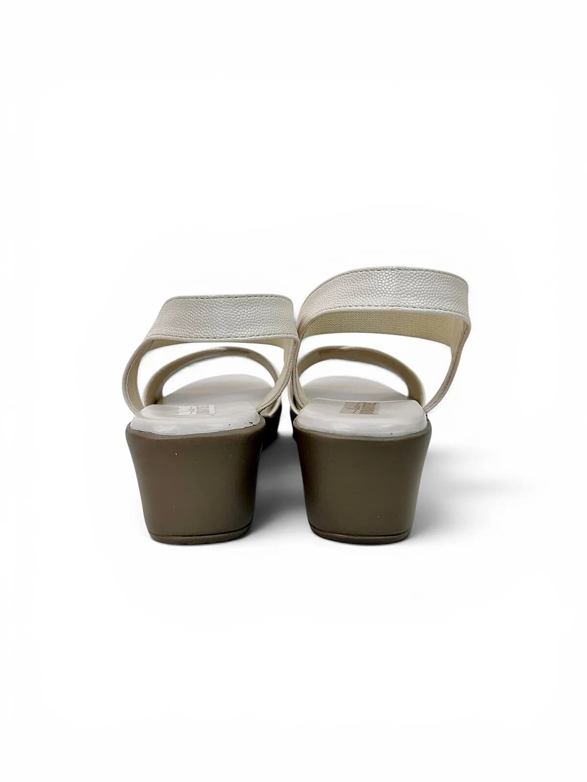 Cream Comfort Wedge Sandals for Women with Elastic Ankle Strap | UrbanToes