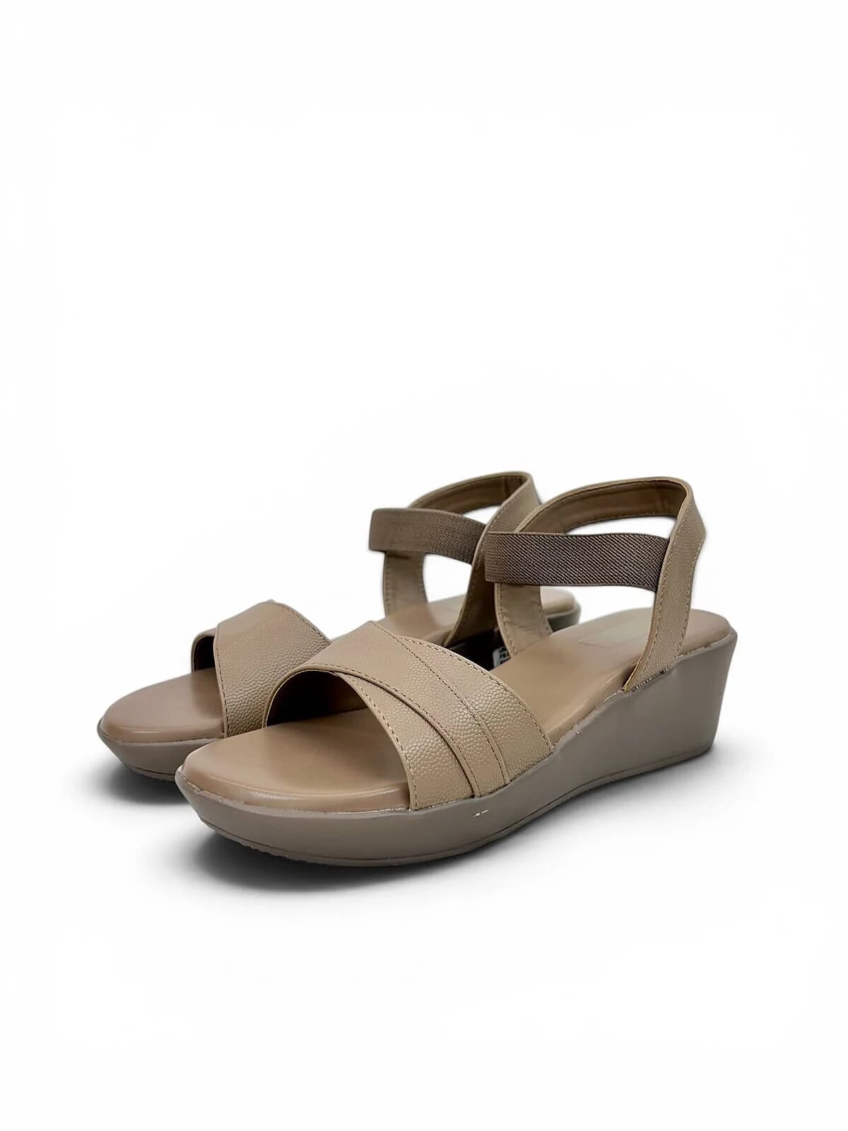 Brown Comfort Wedge Sandals for Women with Elastic Ankle Strap | UrbanToes