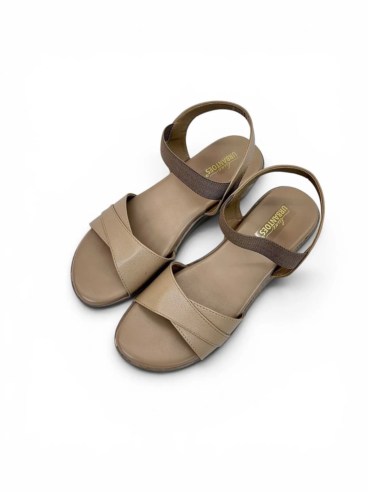 Brown Comfort Wedge Sandals for Women with Elastic Ankle Strap | UrbanToes