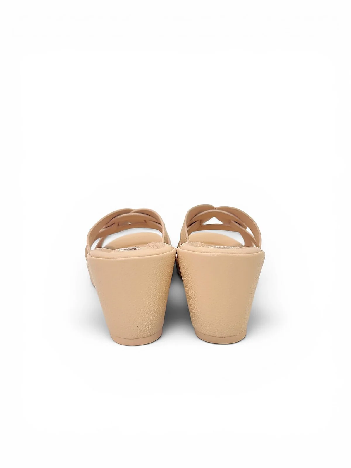 Beige Wedge Slippers for Women with Cross Strap Comfort | UrbanToes