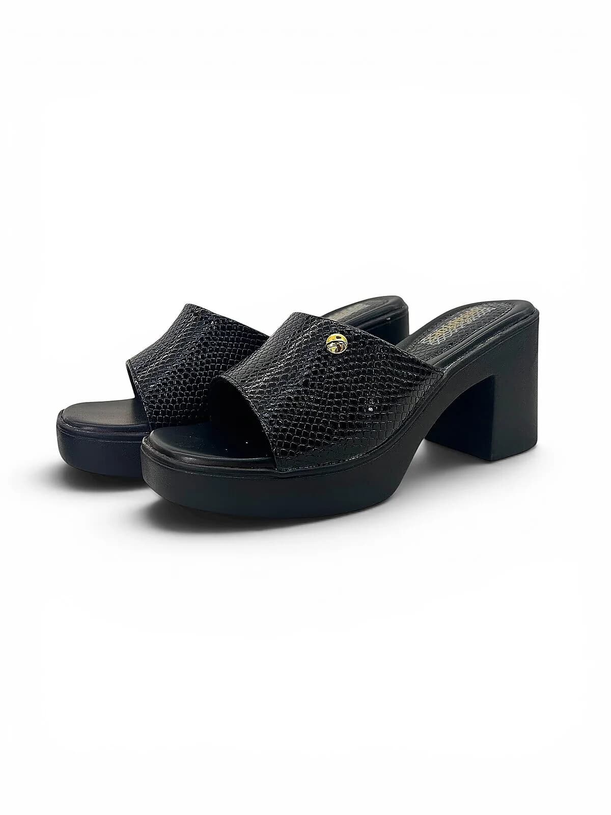 Black Platform Block Heel Mules for Women | UrbanToes