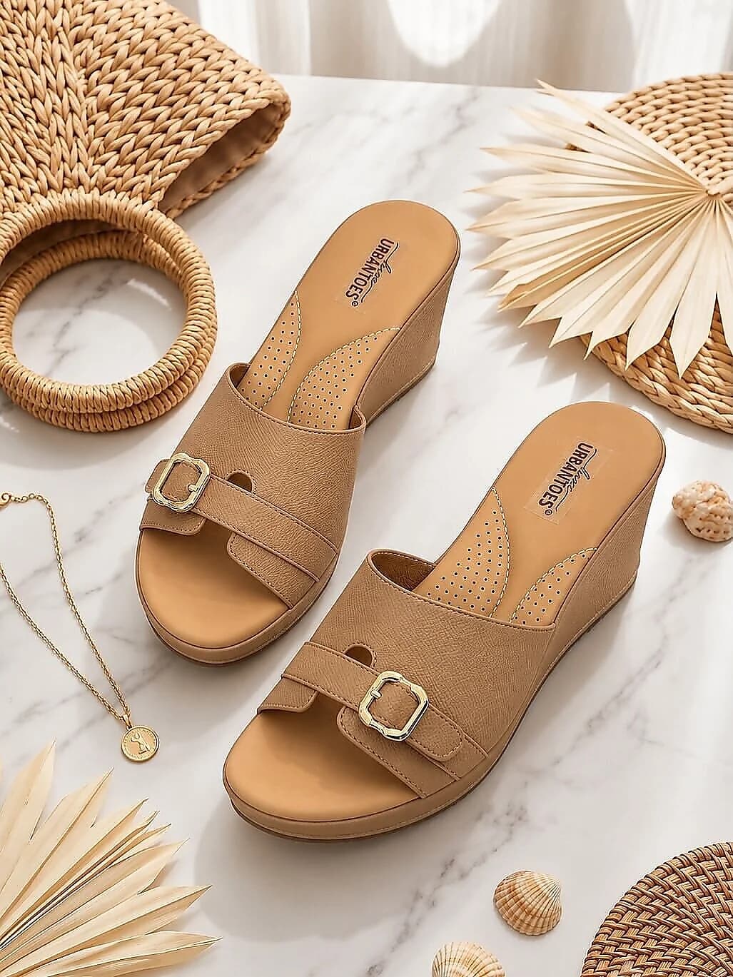 Brown Wedge Sandals for Women Daily Wear | UrbanToes