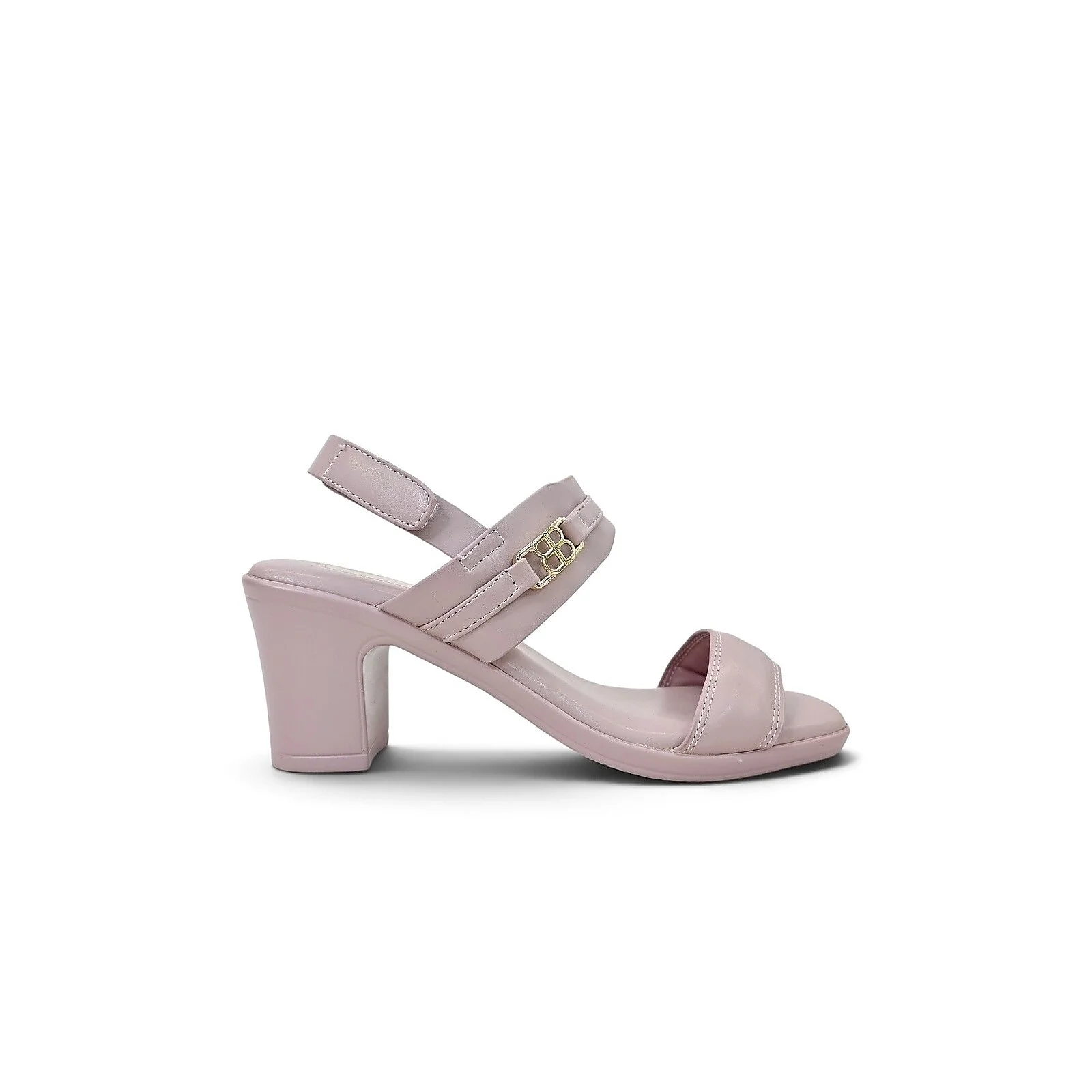 Mauve Block Heel Sandals with Buckle Detail for Women - UrbanToes